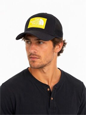 The North Face Black and Neon Yellow Graphic Hat